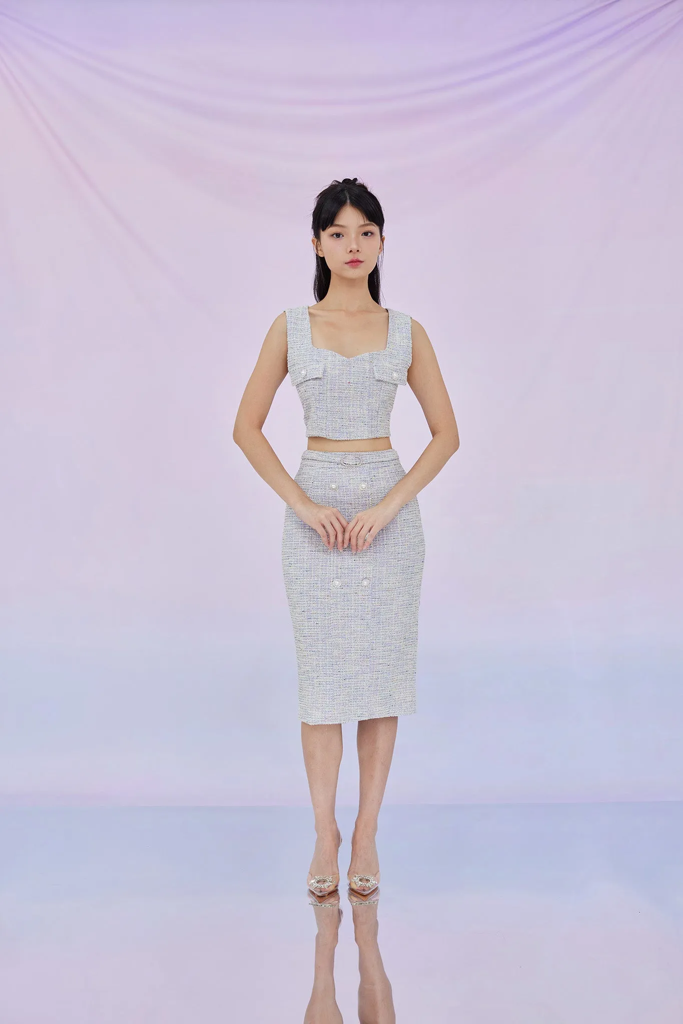 Ginevra Light Purple Tweed Top