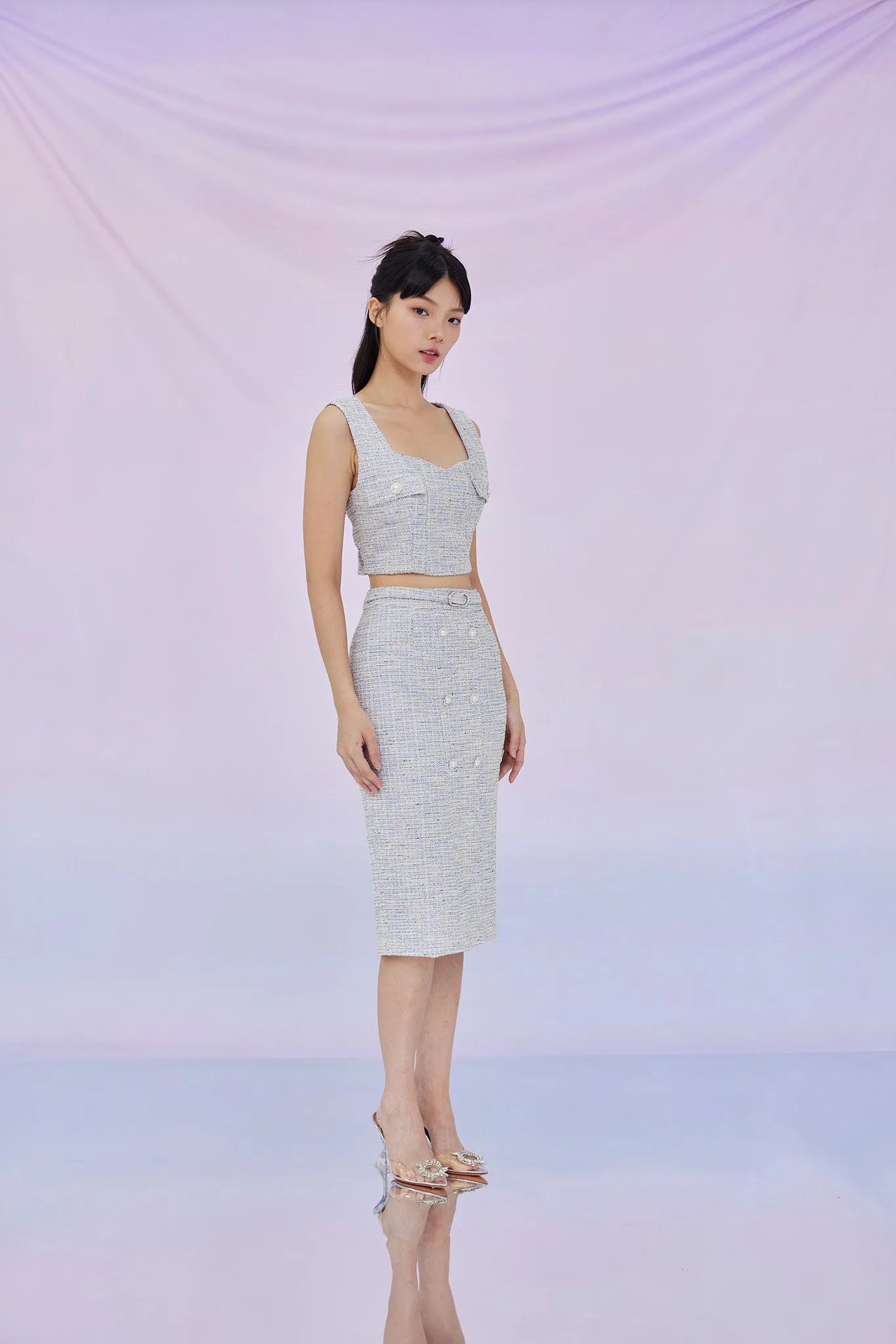 Ginevra Light Purple Tweed Top