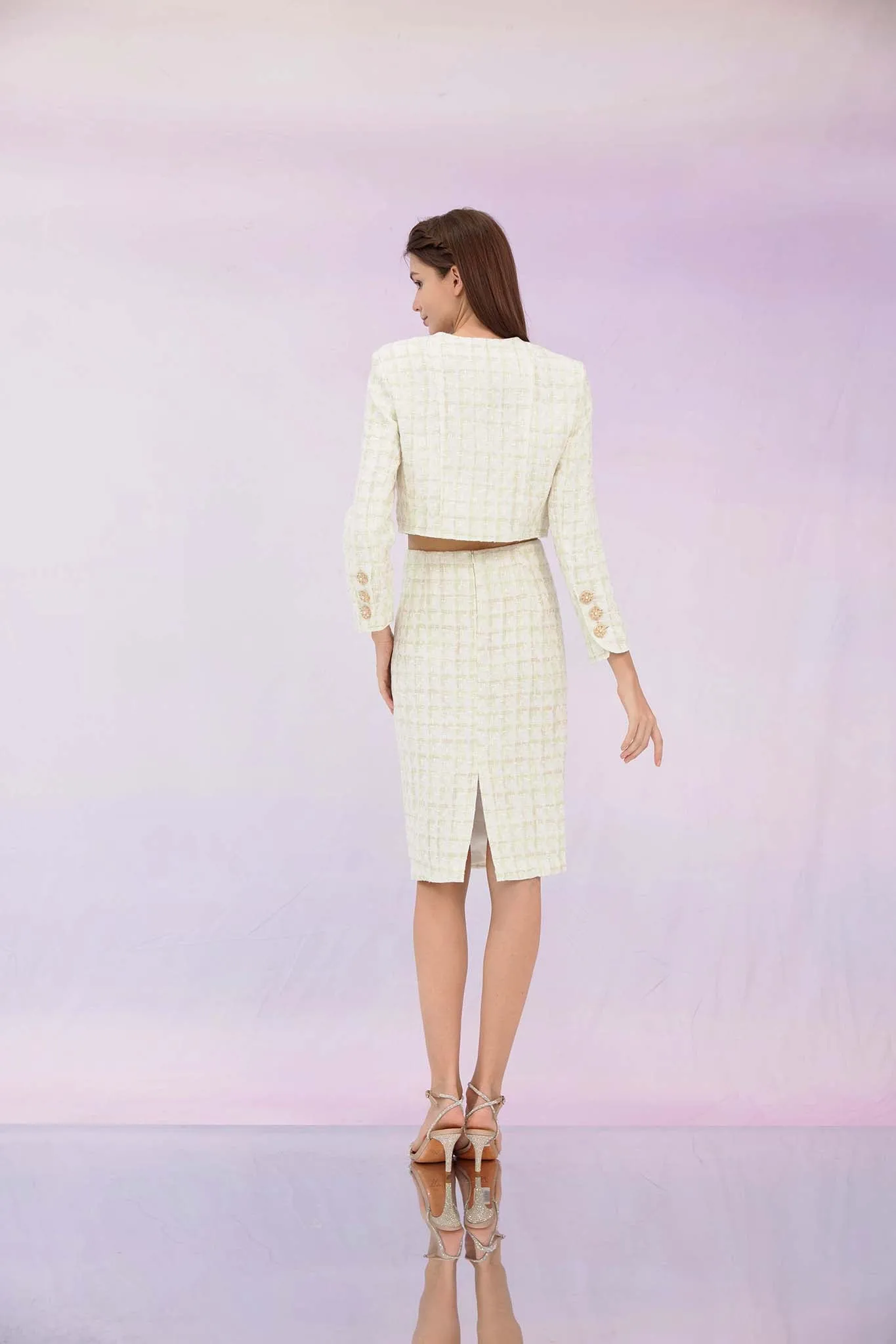 Gracielle Mint White Tweed Jacket