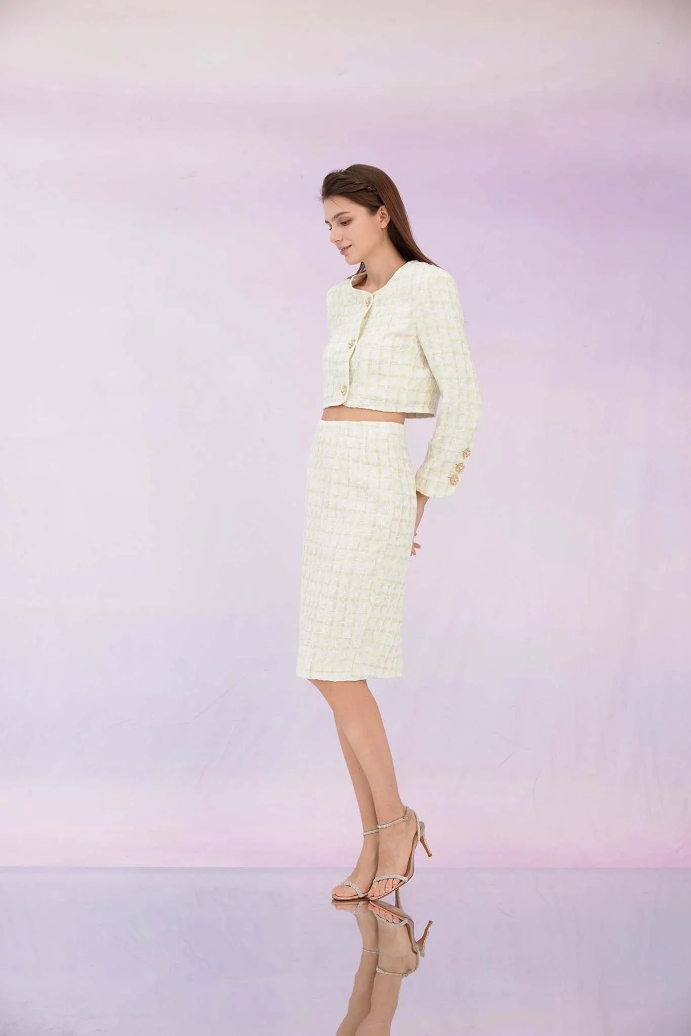 Gracielle Mint White Tweed Jacket