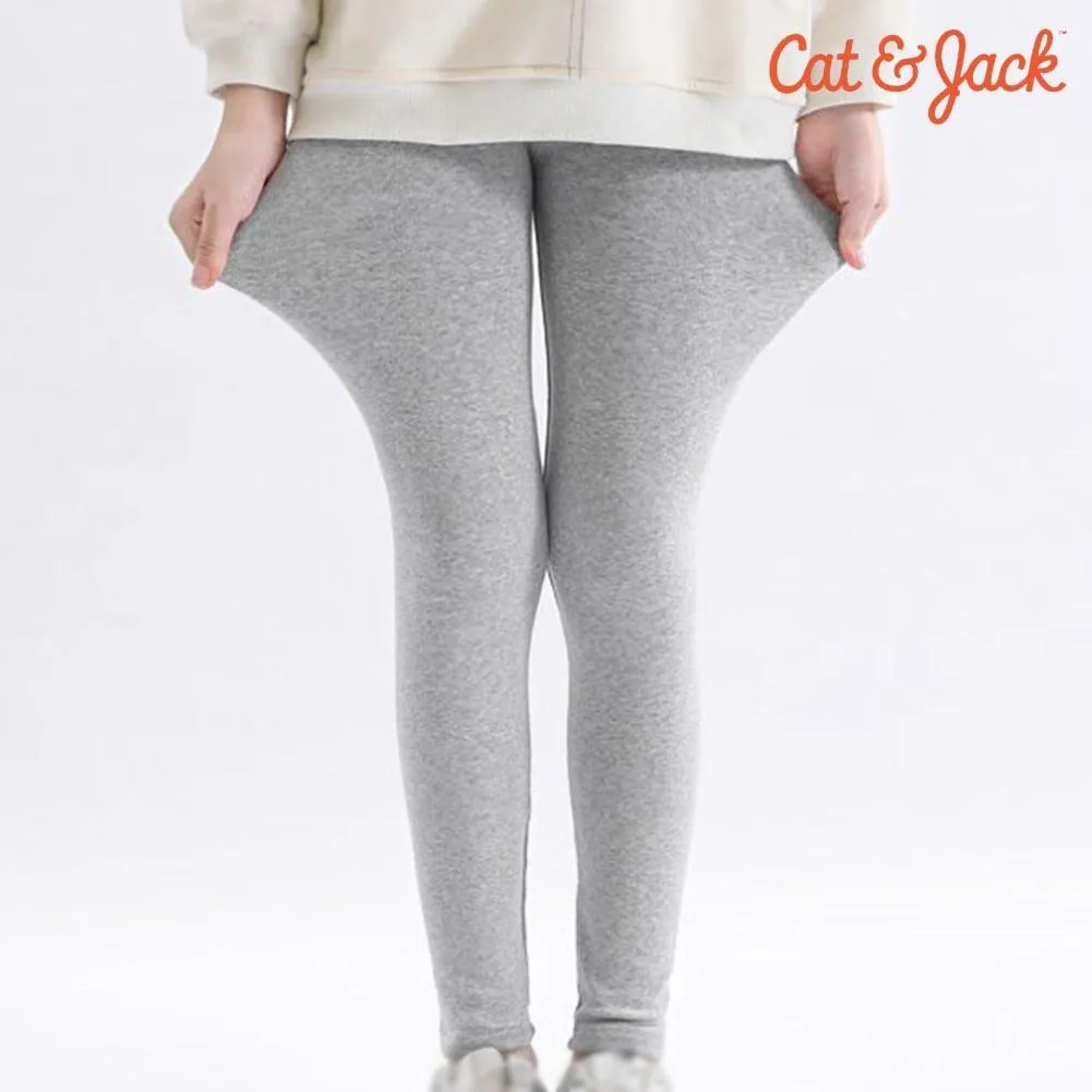 HAZEL GREY PLAIN FLEECE WARM LEGGING TROUSER