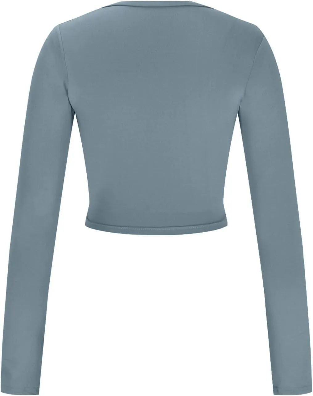 jovati 2024 Fashion Casual T-shirt Women's Cropped Solid Color Long Sleeved V-Neck Top Sexy Elegant Tunic Tops Y2k Clothes