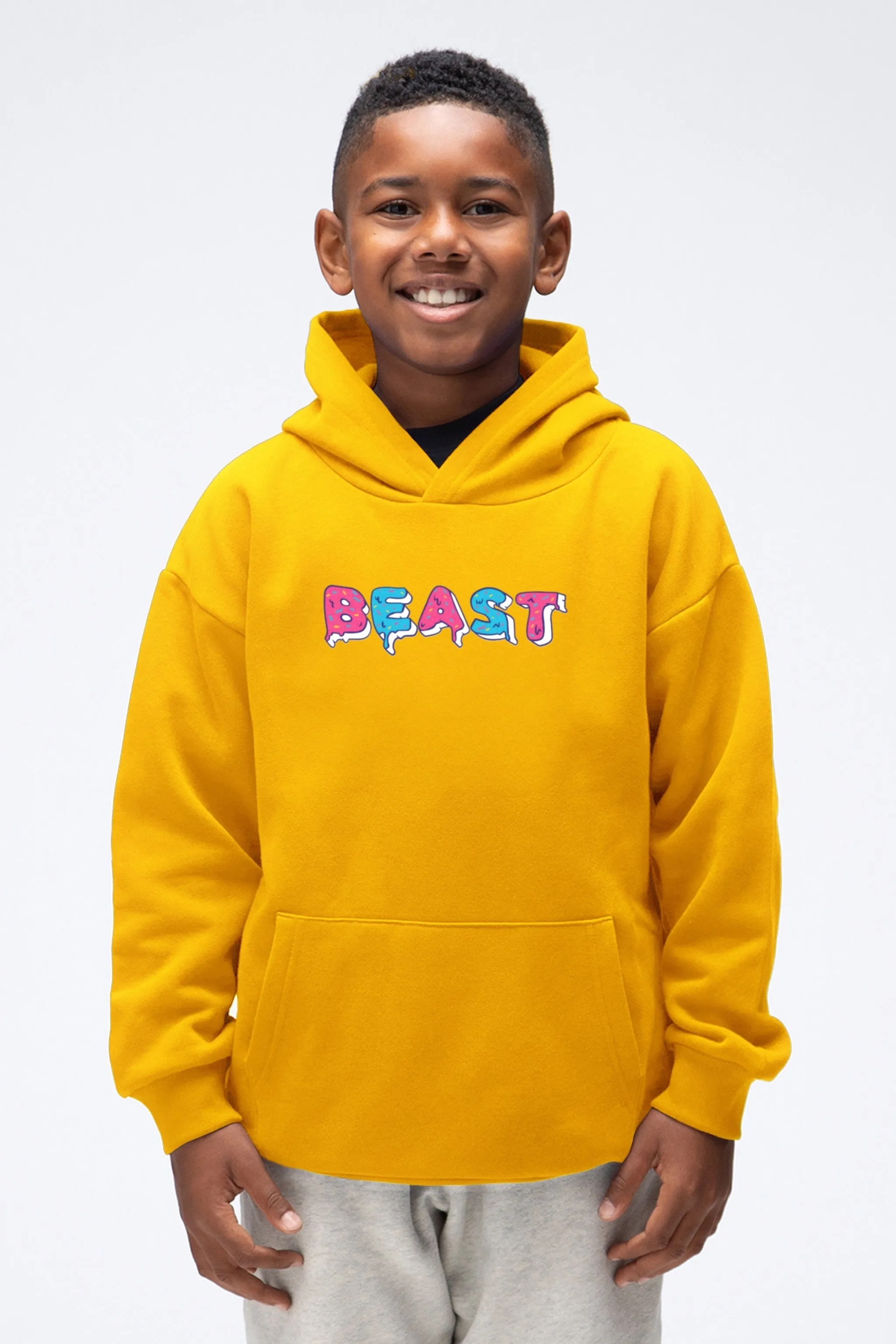 KIDS BASICS FROSTED BEAST HOODIE - YELLOW