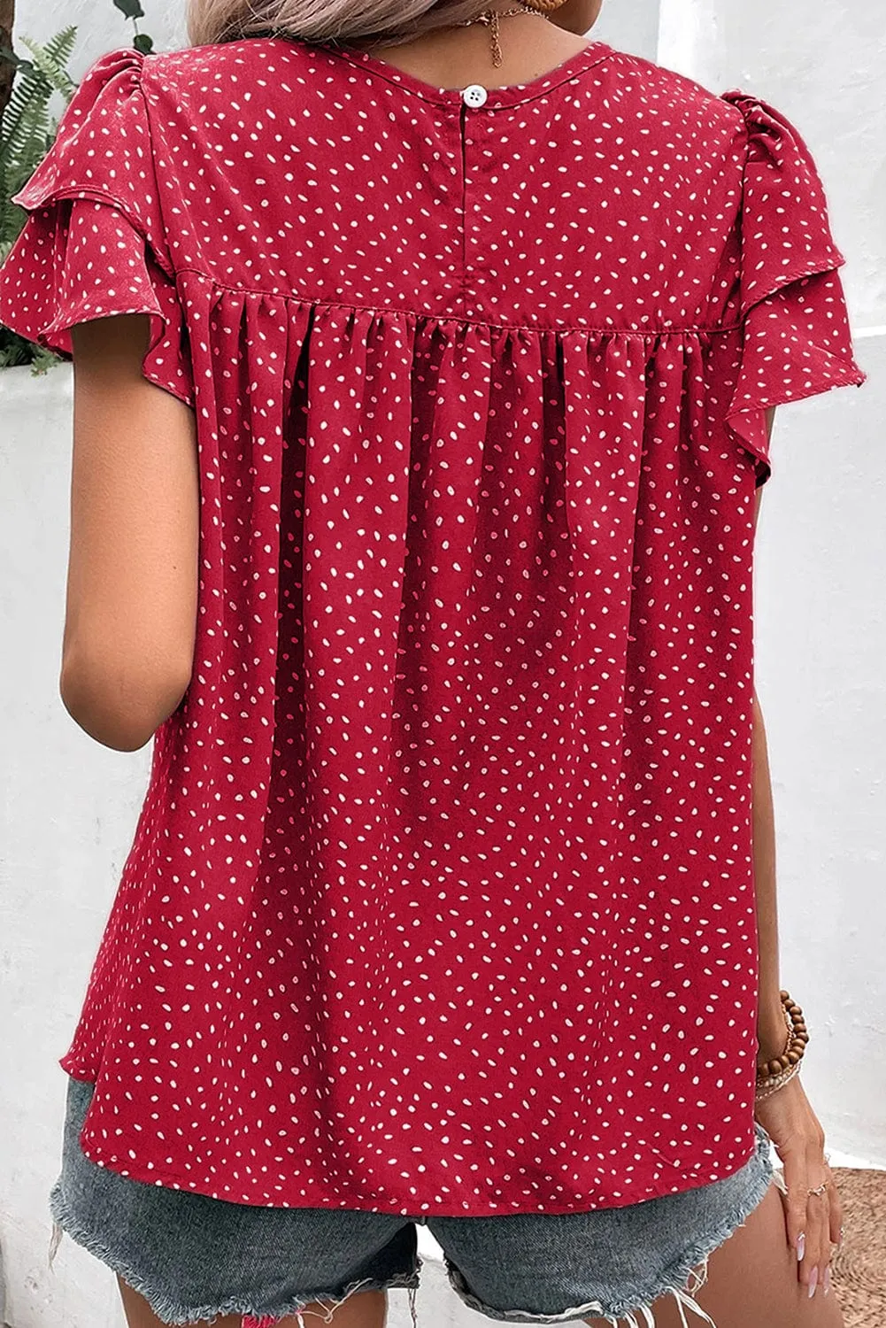 Laurel Pleated Ruffle Blouse | DROPSHIP