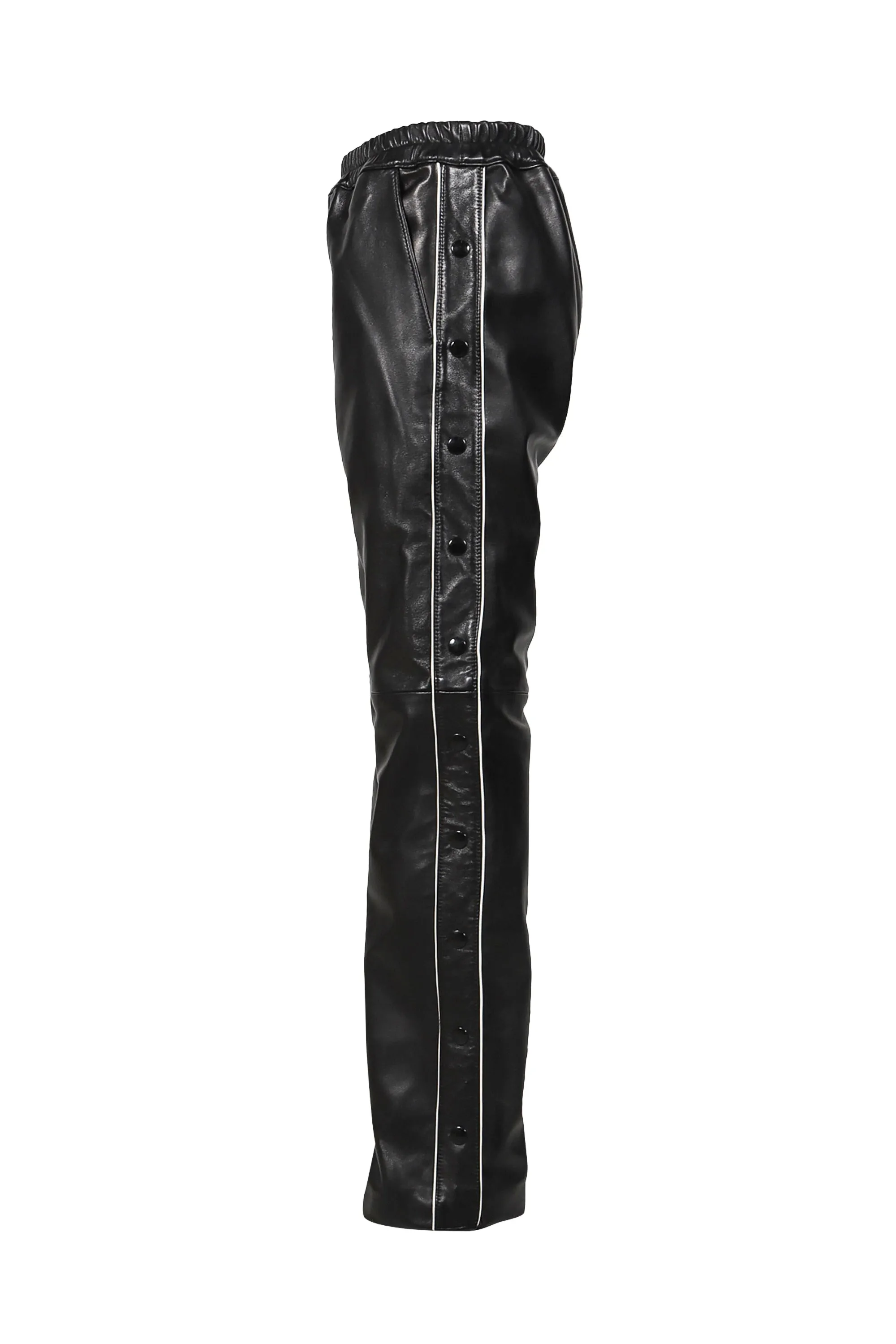 LEATHER WARM UP TROUSERS / BLK
