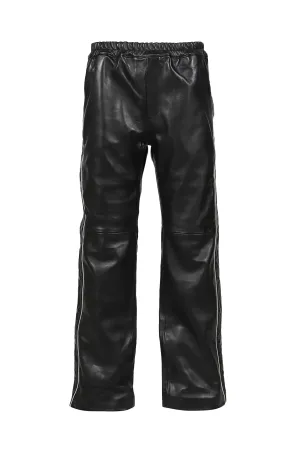 LEATHER WARM UP TROUSERS / BLK