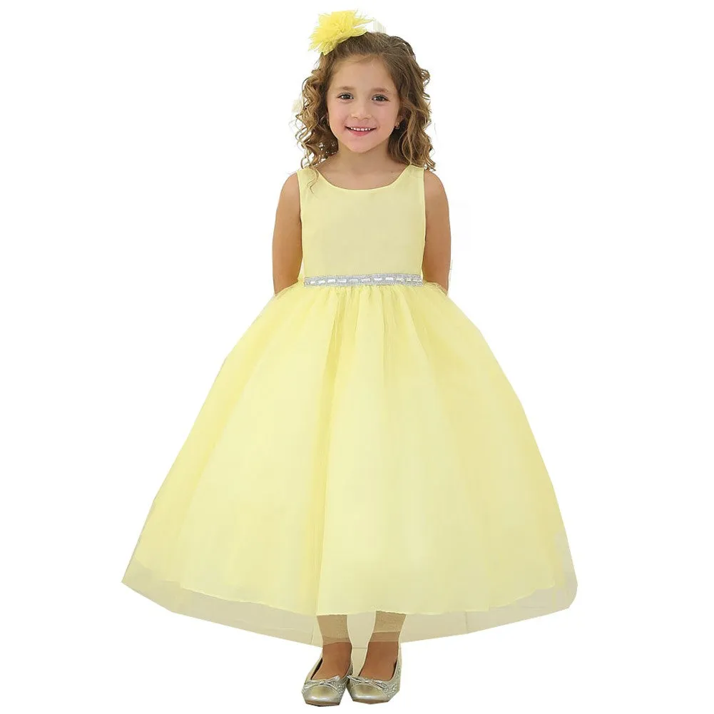 Little Girls Yellow Rhinestone Tulle Party Dress 2T-6