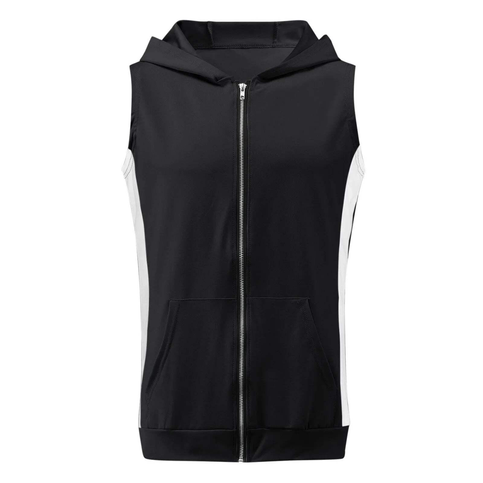  Mens Sleeveless Hoodies Fashion Casual Zipper Hooded Sweatshirt Men Solid bodybuilding tank top sports Shirt waistcoat vest