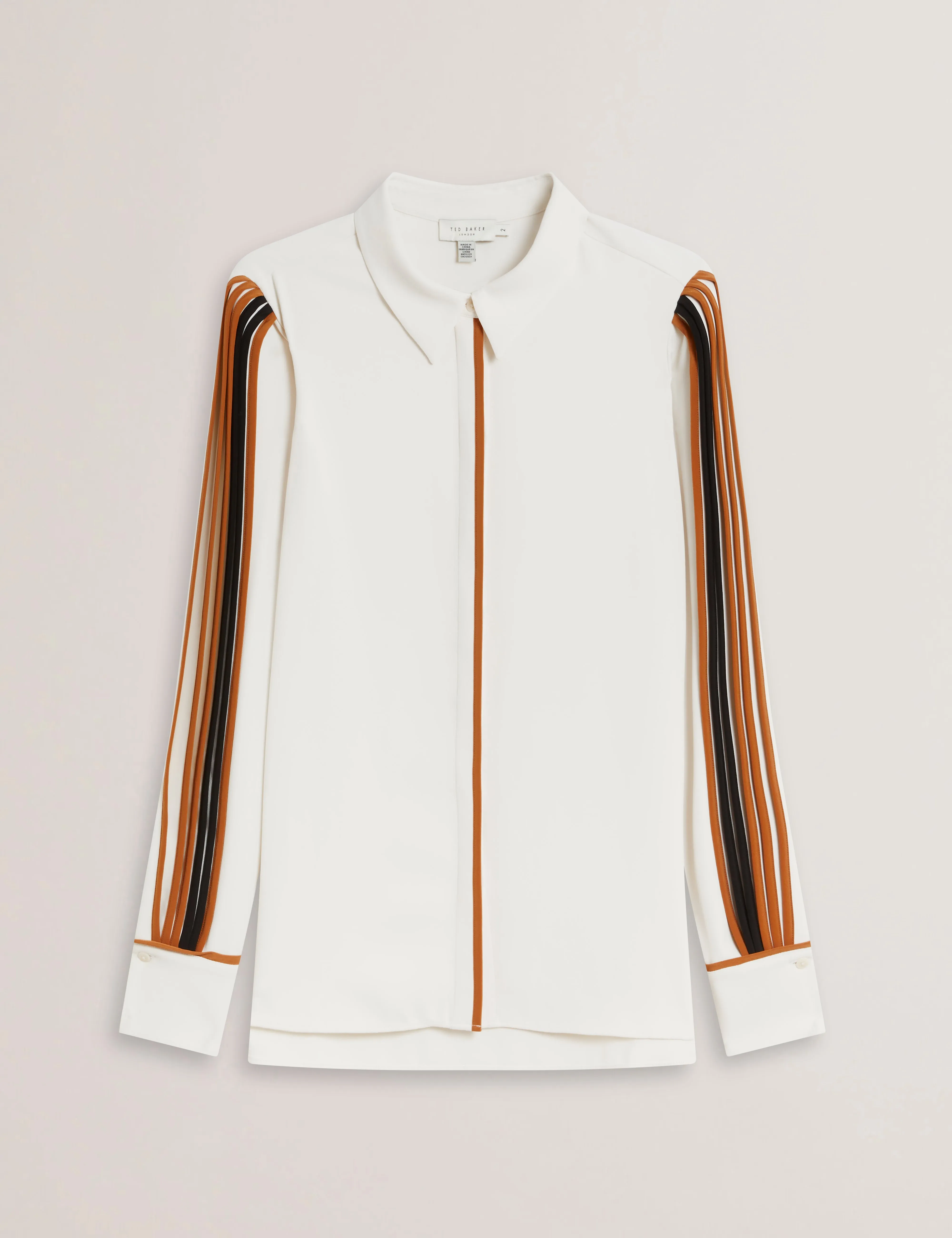 Miriti Piping Detail Long Sleeve Shirt Ivory