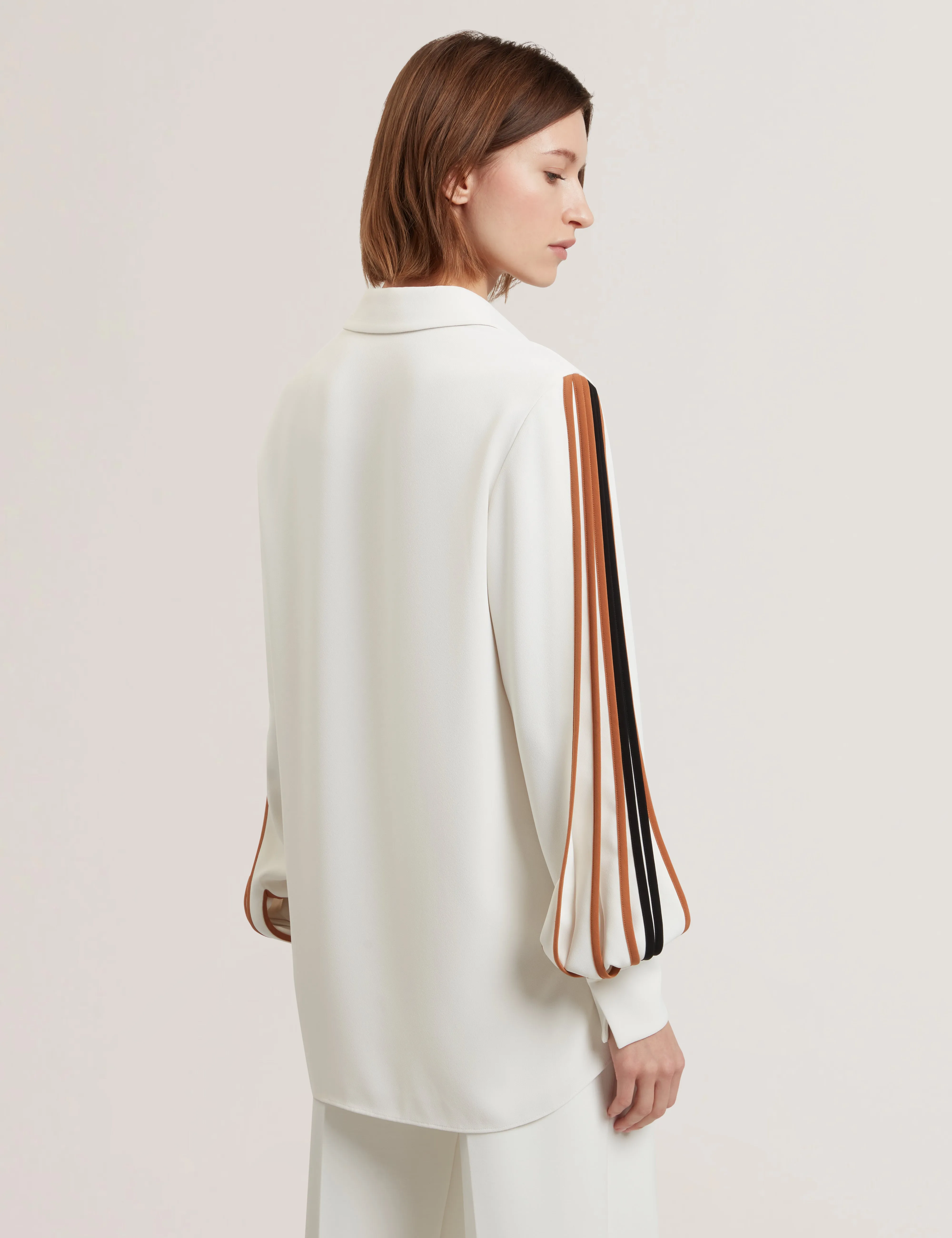 Miriti Piping Detail Long Sleeve Shirt Ivory