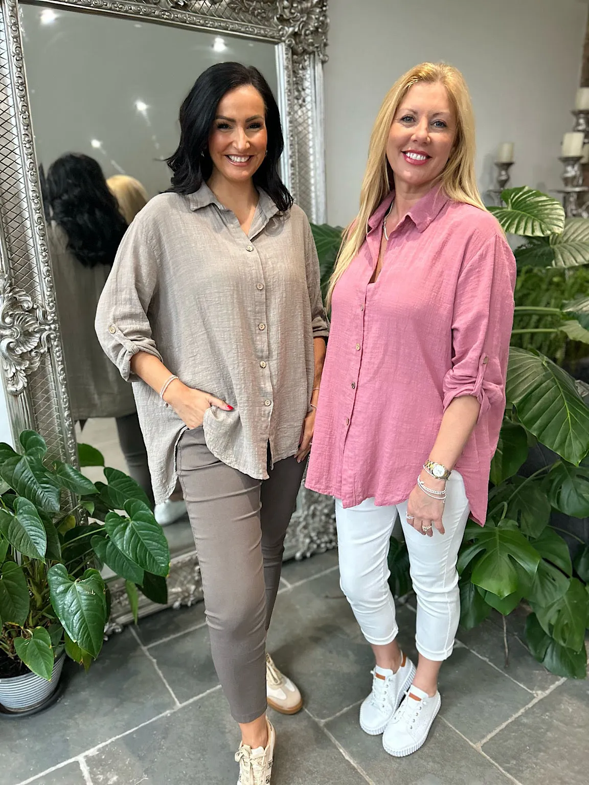 Mocha Cotton Button Sleeve Blouse Katie