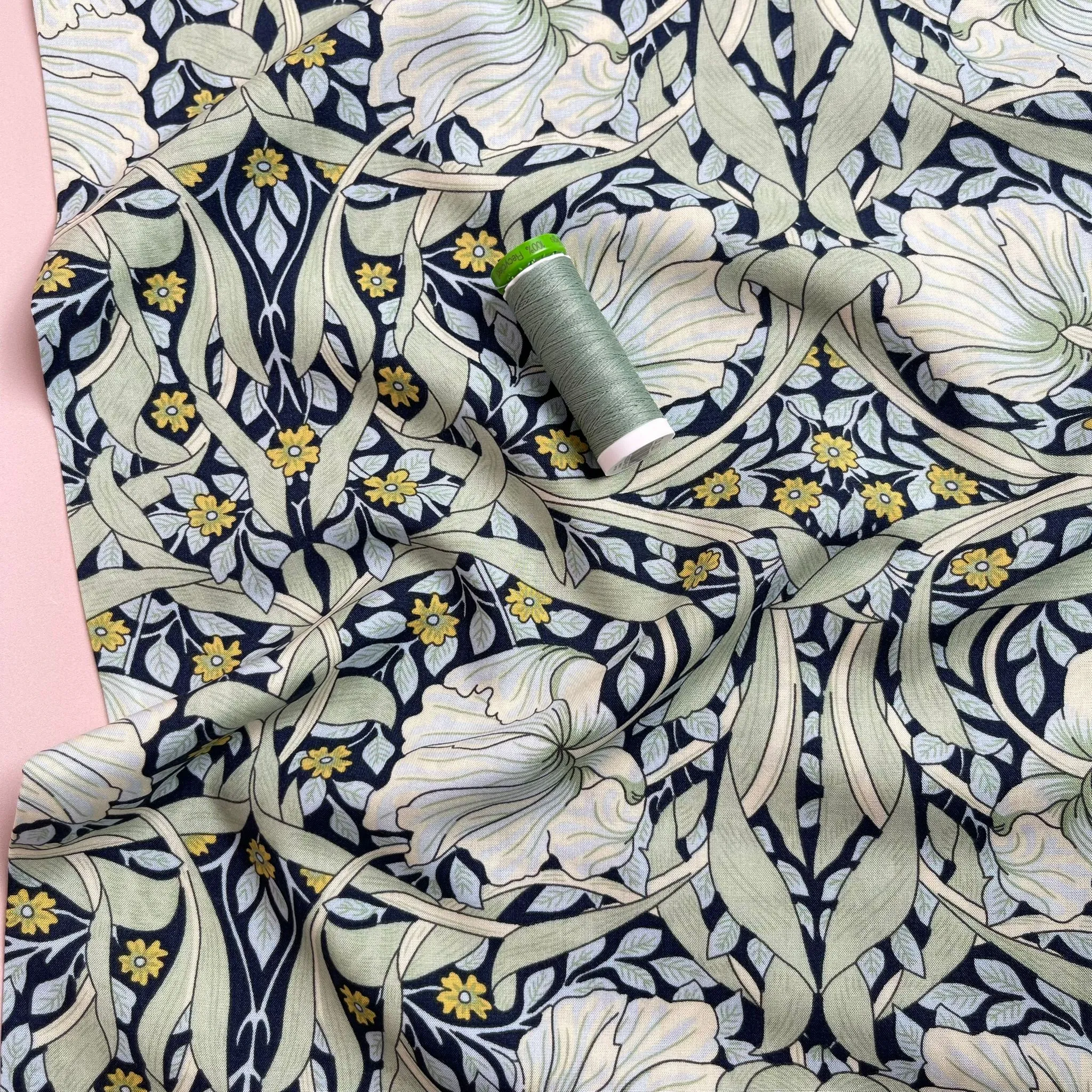Morris Mint Green Viscose Fabric