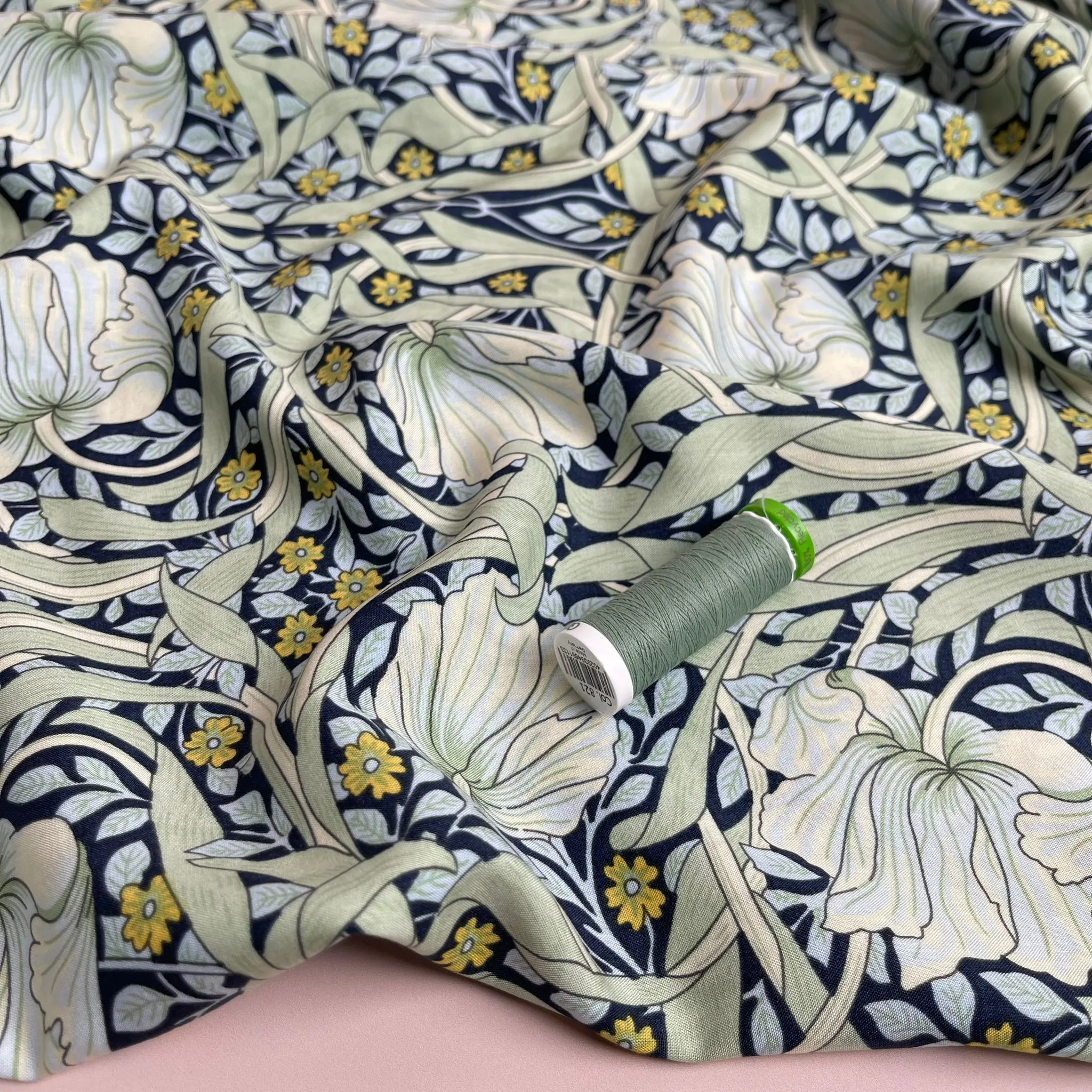 Morris Mint Green Viscose Fabric