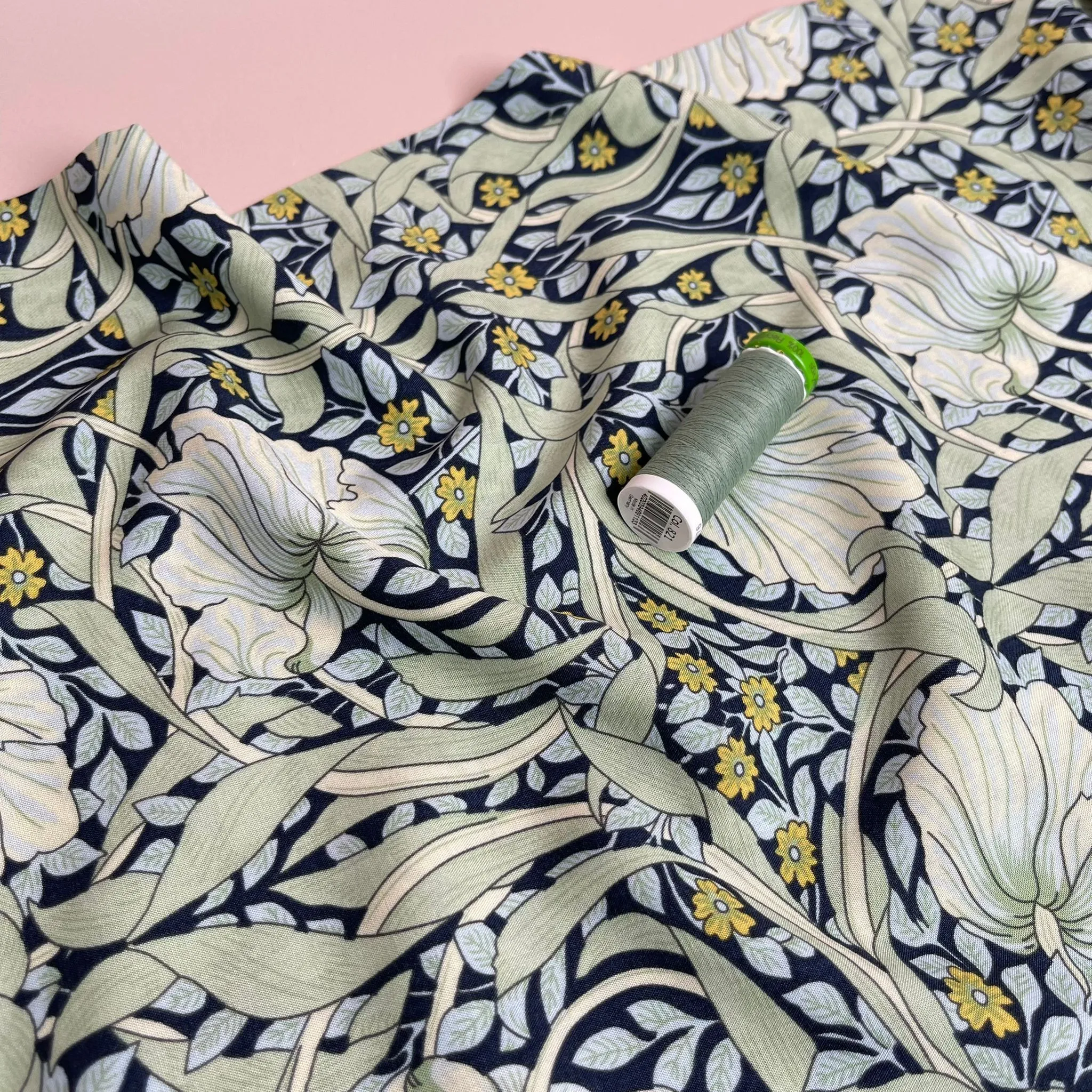 Morris Mint Green Viscose Fabric
