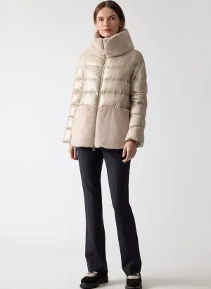 Nylon and Fur Short Puffer