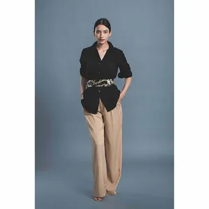 Pallavi Swadi Black Shirt with Metallic Gold Belt (Set of 2)