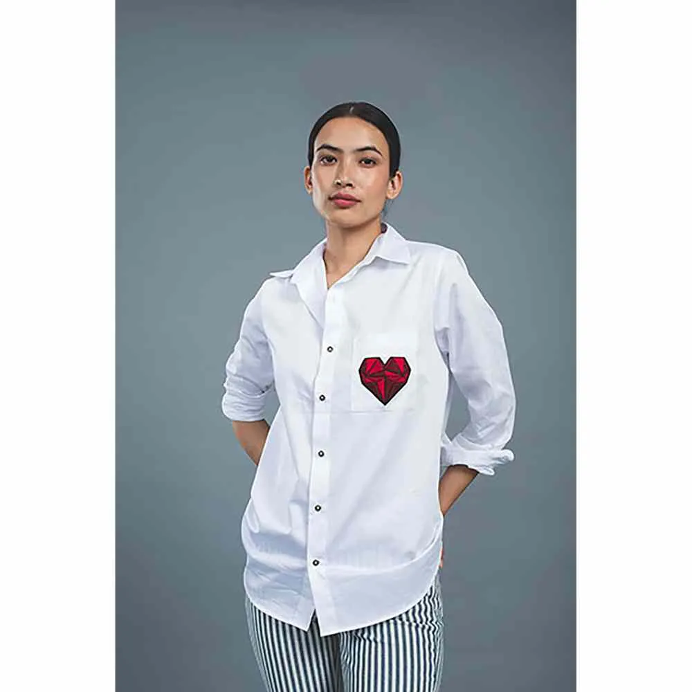 Pallavi Swadi Geometric Heart White Shirt