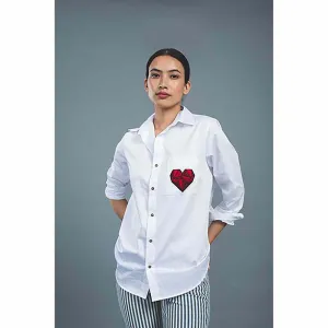 Pallavi Swadi Geometric Heart White Shirt
