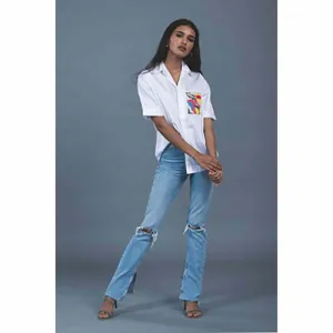 Pallavi Swadi White Abstract Pop Embellished Shirt