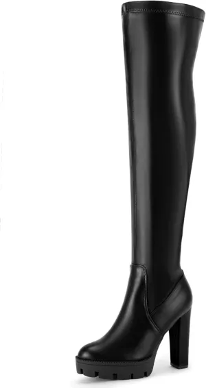 Perphy Thigh High Boot Chunky Heels Over the Knee High Platform Boots for Women
