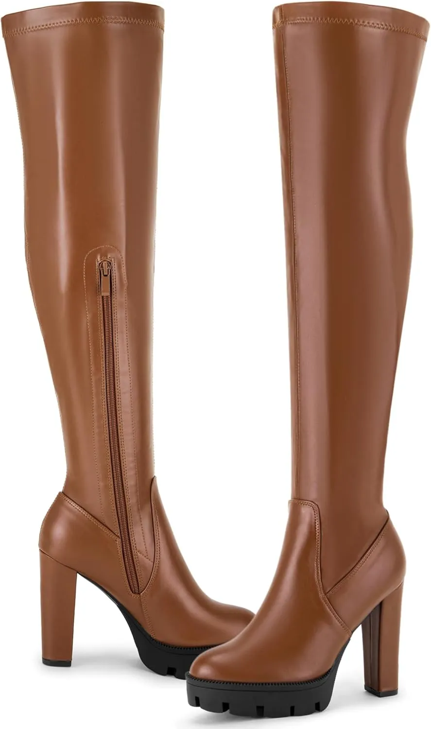 Perphy Thigh High Boot Chunky Heels Over the Knee High Platform Boots for Women