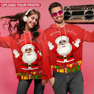 Personalised Funny Hoodies Custom Face Santa Claus Hoodie Unisex Large Size Design Your Own Hoodie Personalized Loose Hoodie Top Outfits
