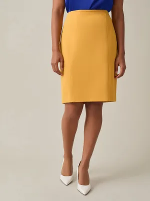 Pull-On Knee-Length Skirt, Gold Signature