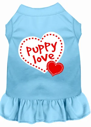 Puppy Love Screen Print Dress Baby Blue Xxxl