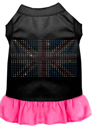 Rhinestone British Flag Dress Black With Bright Pink Xl