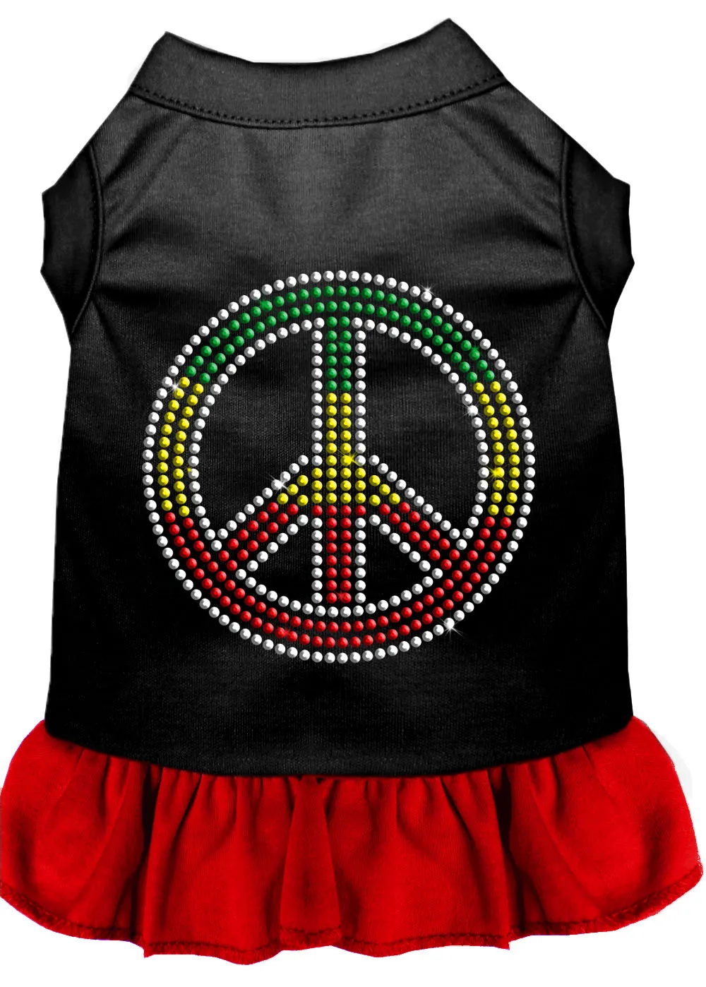 Rhinestone Rasta Peace Dress Black With Red Med