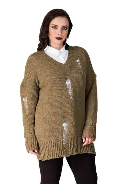 Ripped Detailed Knitwear Sweater