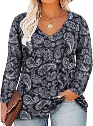 RITERA Womens Plus Size Tops Long Sleeve Shirts V Neck Tunics Fall Casual Pullover Loose Fit Basic Tshirt XL-6XL 14W-30W RITERA Womens Plus Size Tops Long Sleeve Shirts V Neck Tunics Fall Casual Pullover Loose Fit Basic Tshirt XL-6XL 14W-30W