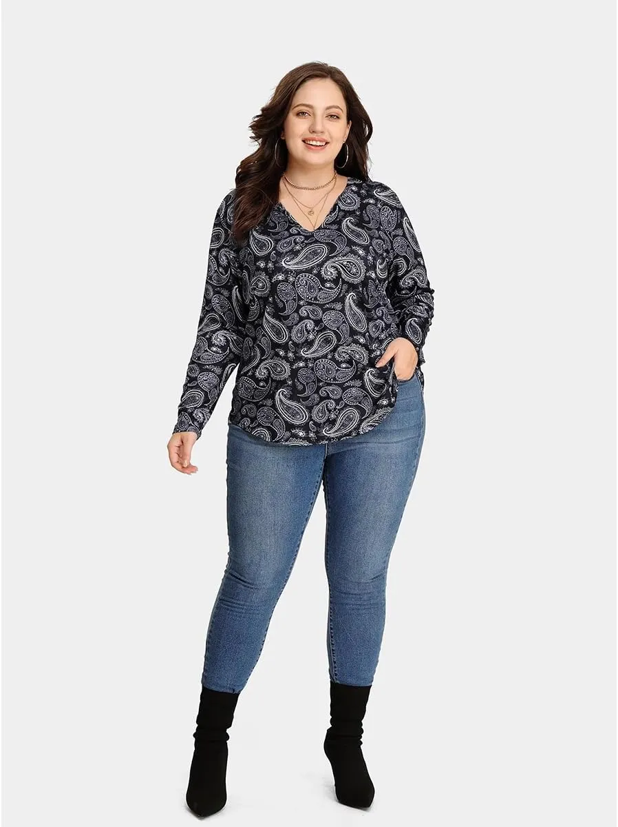 RITERA Womens Plus Size Tops Long Sleeve Shirts V Neck Tunics Fall Casual Pullover Loose Fit Basic Tshirt XL-6XL 14W-30W
