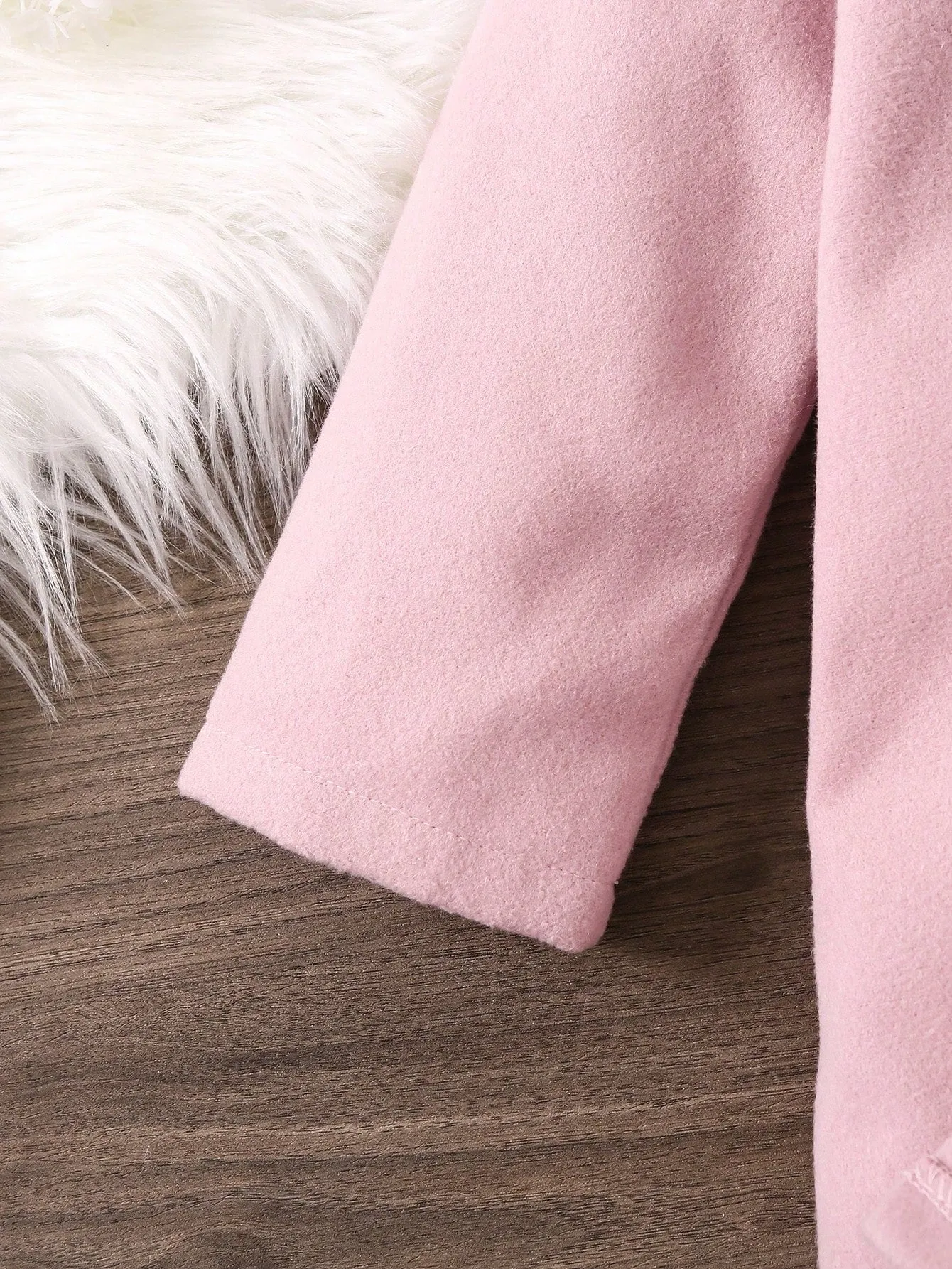SHEIN Young Girl Fuzzy Trim Hooded Coat & Skirt & Tee FD
