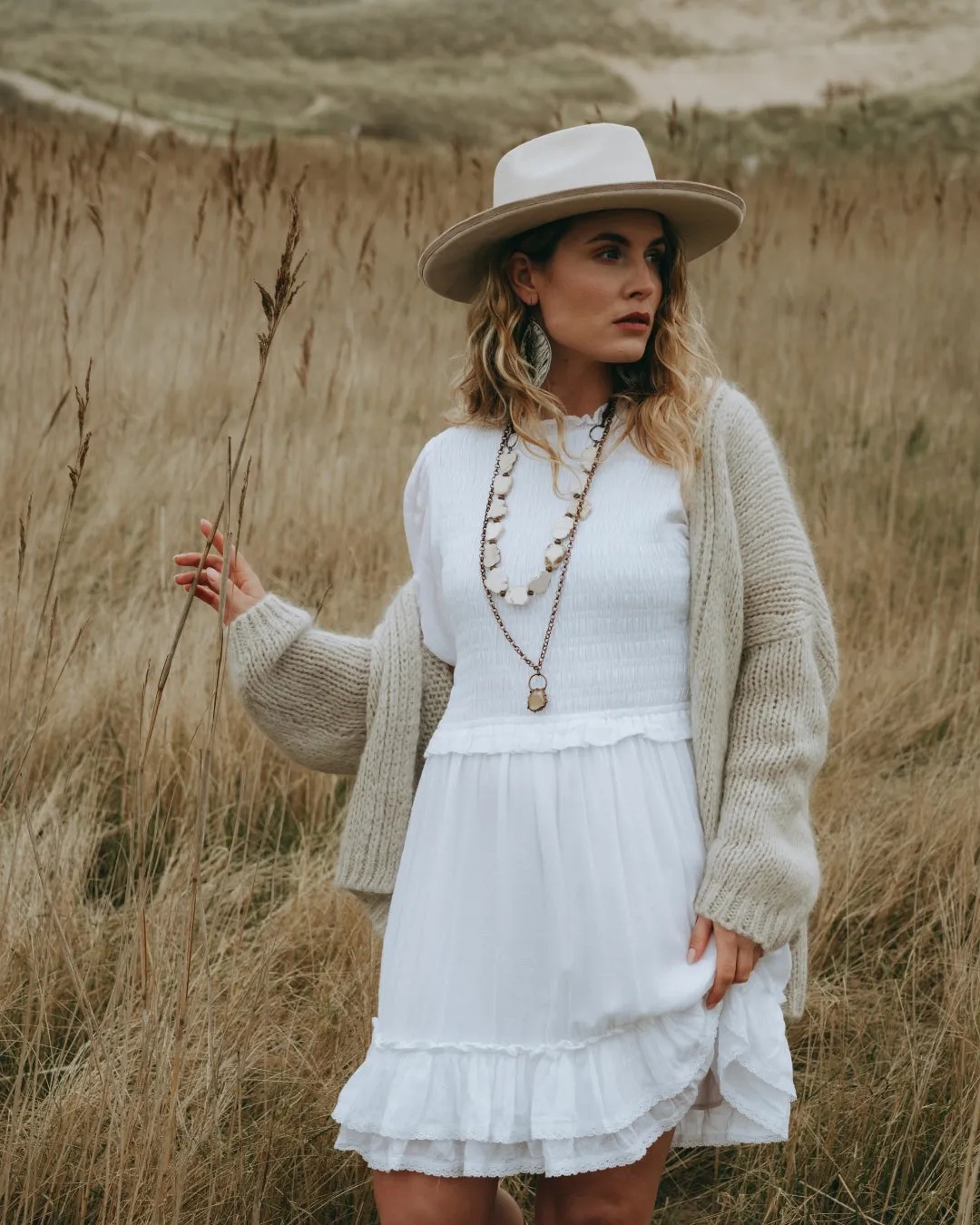 Smocked White Mini Dress