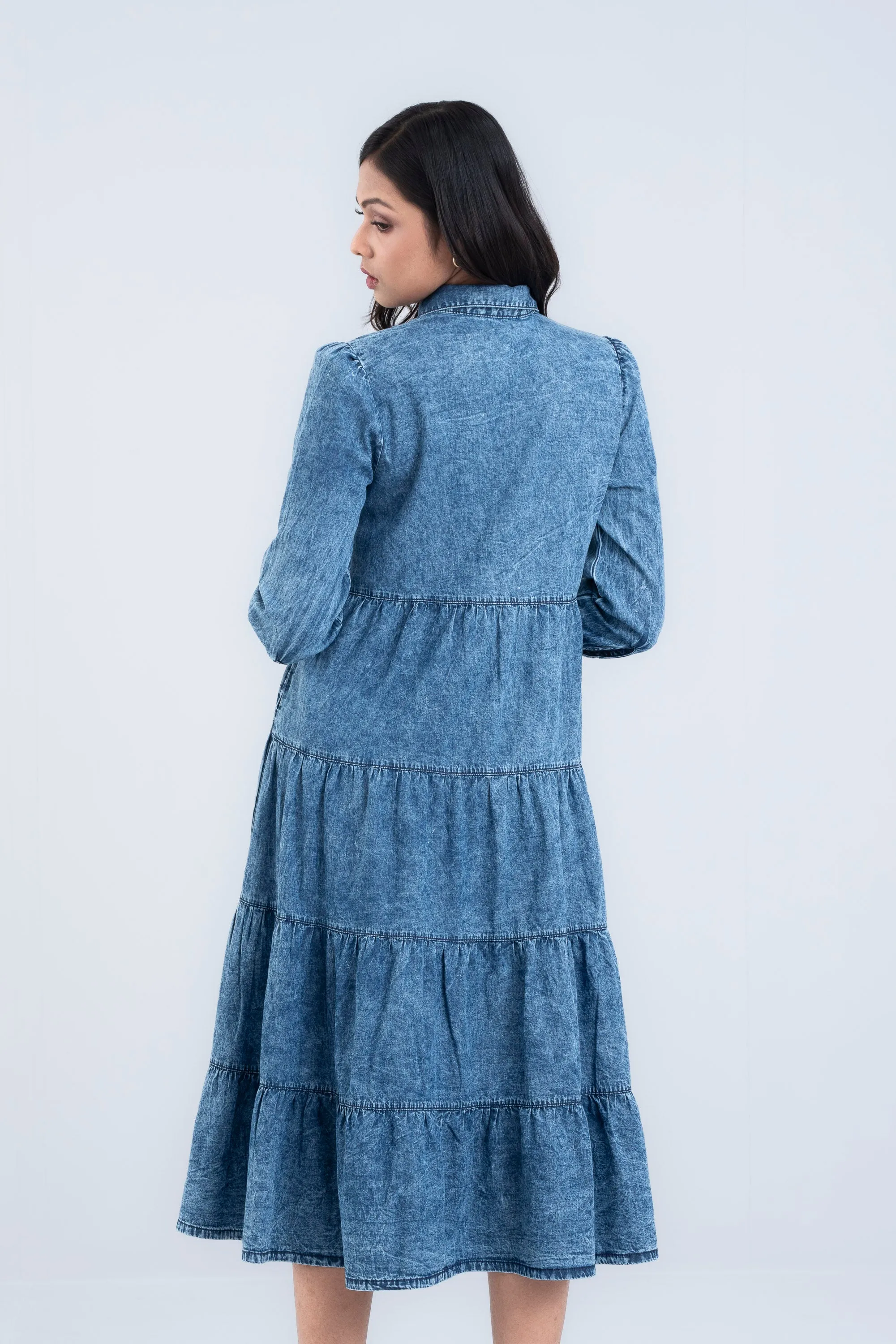 Stone-Wash Cotton Denim Dress