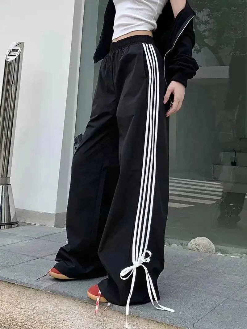 Stripe Bow Stylish Baggy Sweatpants