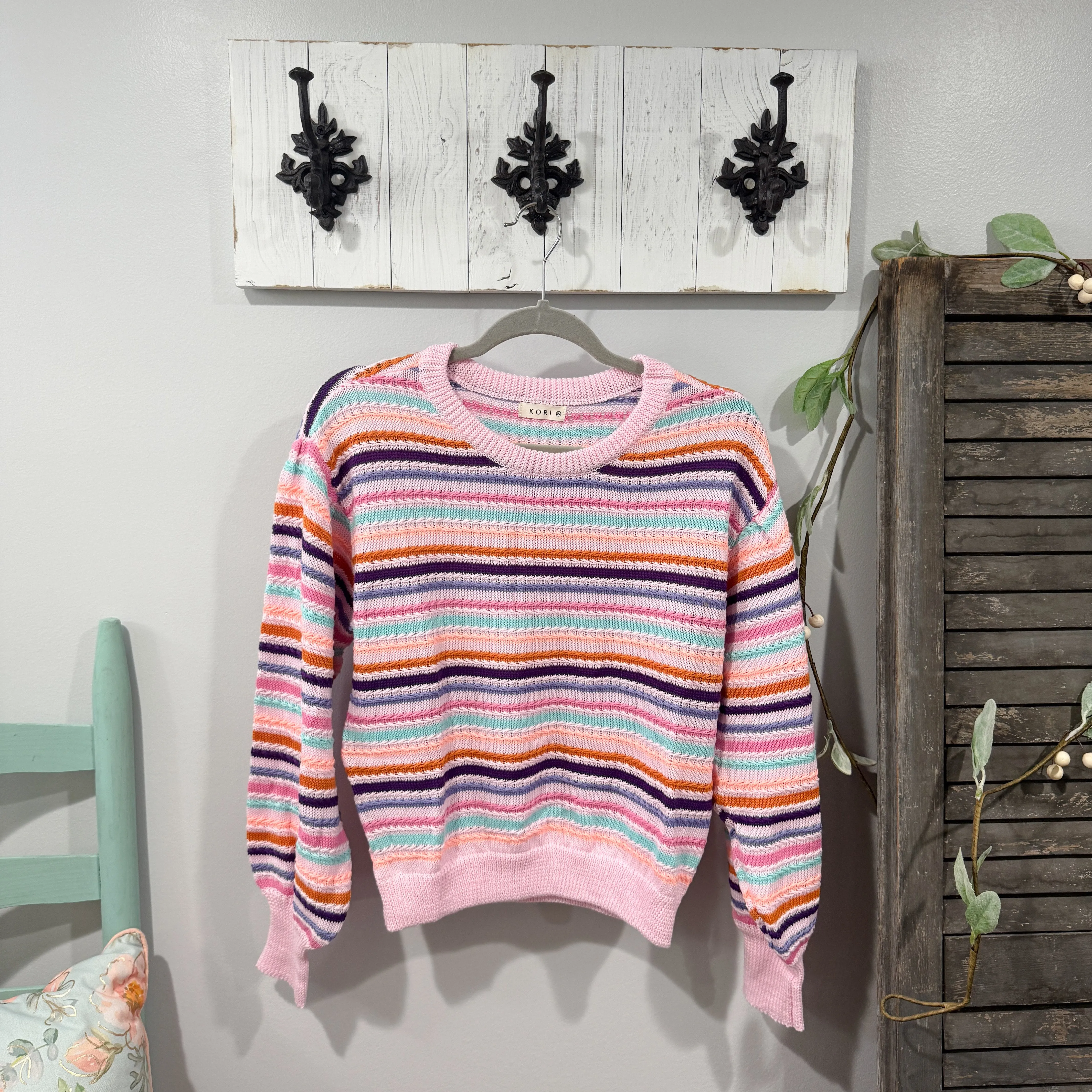 Stripe Sweater-Pink Multi
