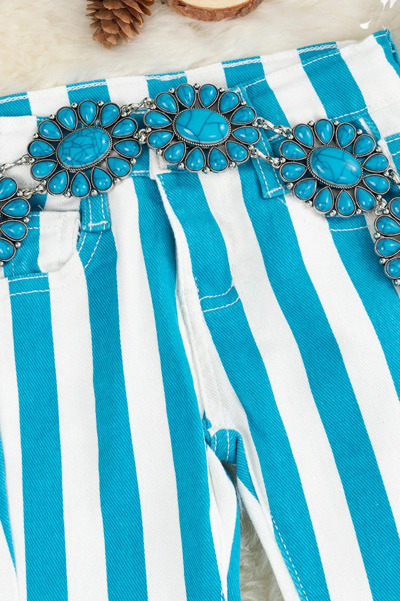 TEAL STRIPED SPRING  FLARES-Kids