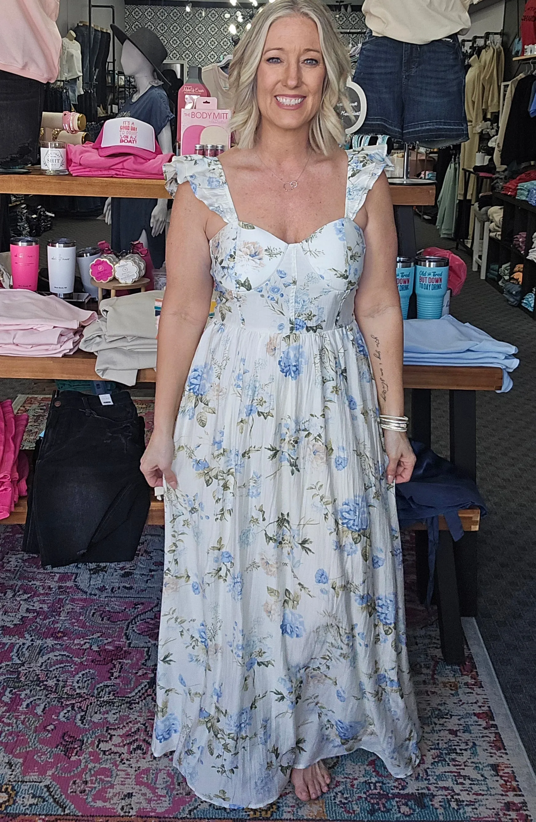 The "Alaina" Floral Sweetheart Maxi Dress