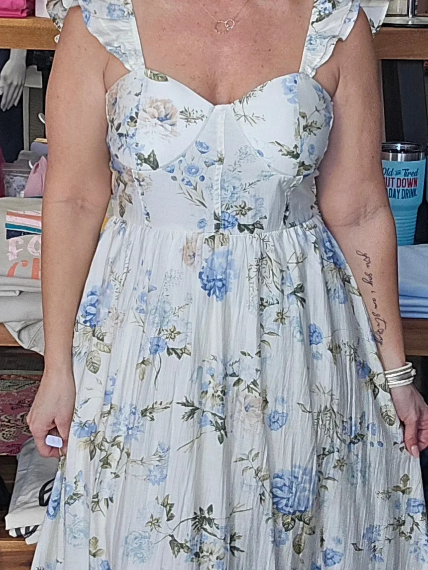 The "Alaina" Floral Sweetheart Maxi Dress