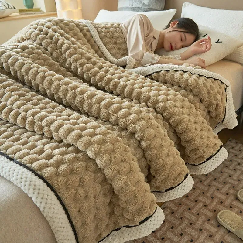 TheWellBeingSoft Fluffy Throw Blanket - Winter Comfort for Sofa & Bedroom