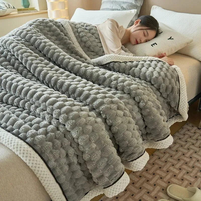TheWellBeingSoft Fluffy Throw Blanket - Winter Comfort for Sofa & Bedroom