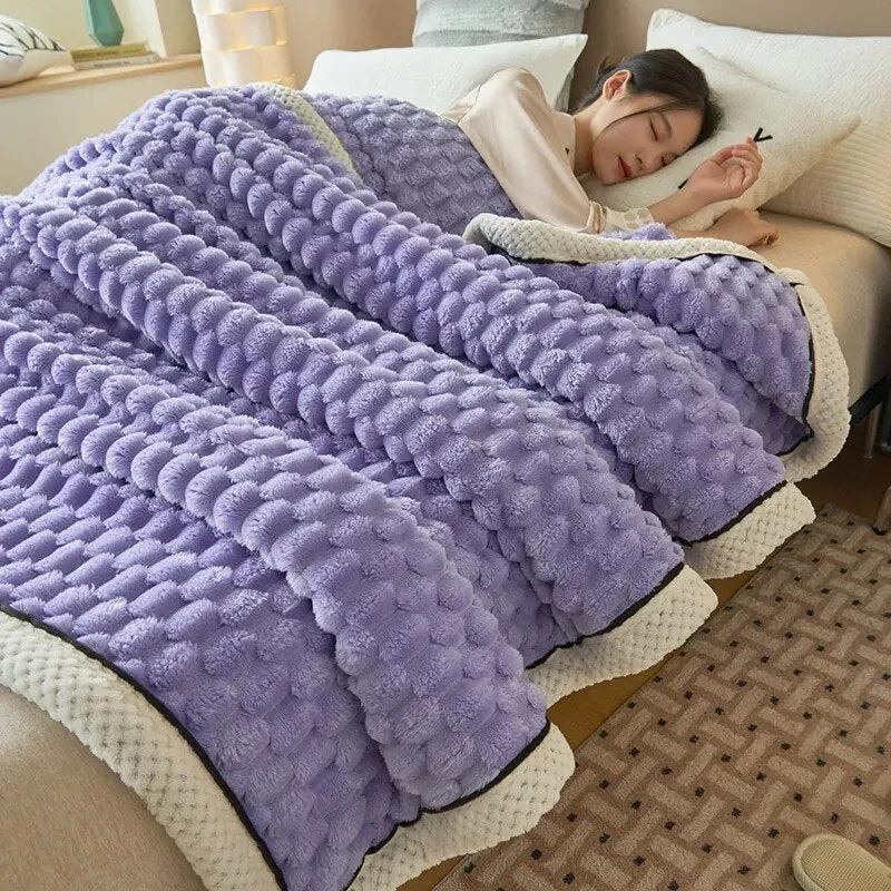 TheWellBeingSoft Fluffy Throw Blanket - Winter Comfort for Sofa & Bedroom