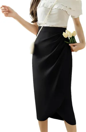 Vintage Skirts Women Pencil Skirts Womens High Waist Split One Step Skirts Black Skirt Irregular Skirts for Women