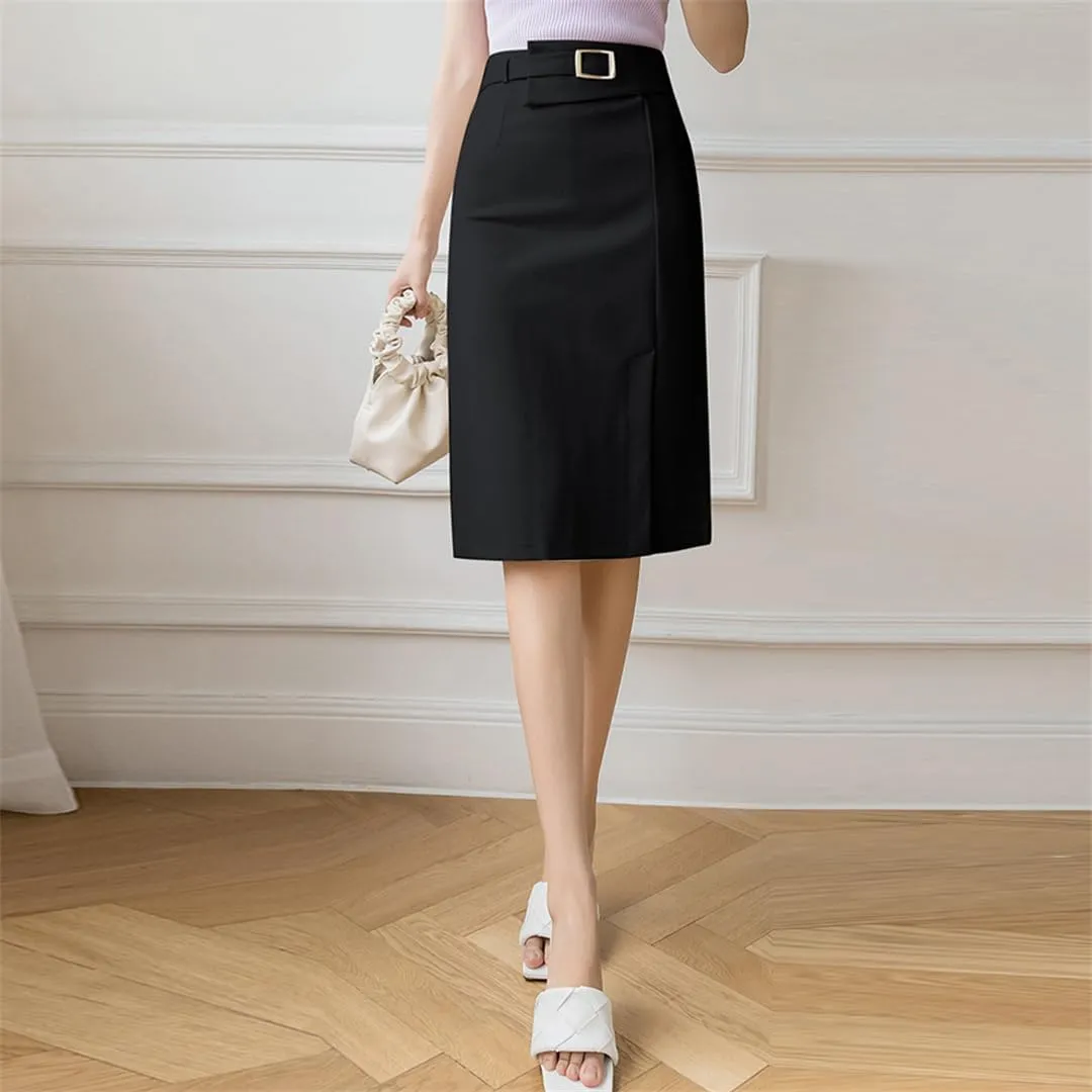 Women High Waist Pencil Skirts Elegant Office Lady OL Style Formal Skirts Vintage Stretch Wrap Hip Midi Skirts