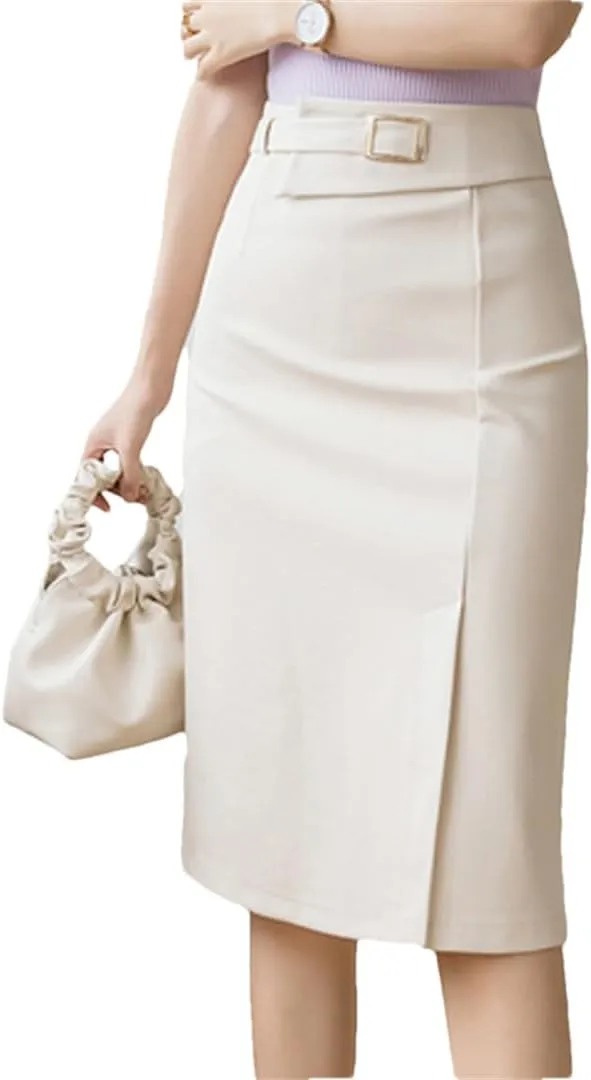 Women High Waist Pencil Skirts Elegant Office Lady OL Style Formal Skirts Vintage Stretch Wrap Hip Midi Skirts