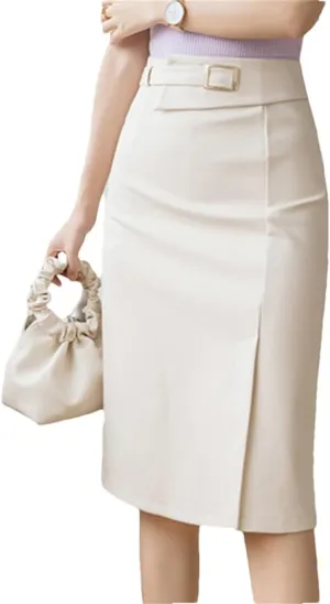 Women High Waist Pencil Skirts Elegant Office Lady OL Style Formal Skirts Vintage Stretch Wrap Hip Midi Skirts