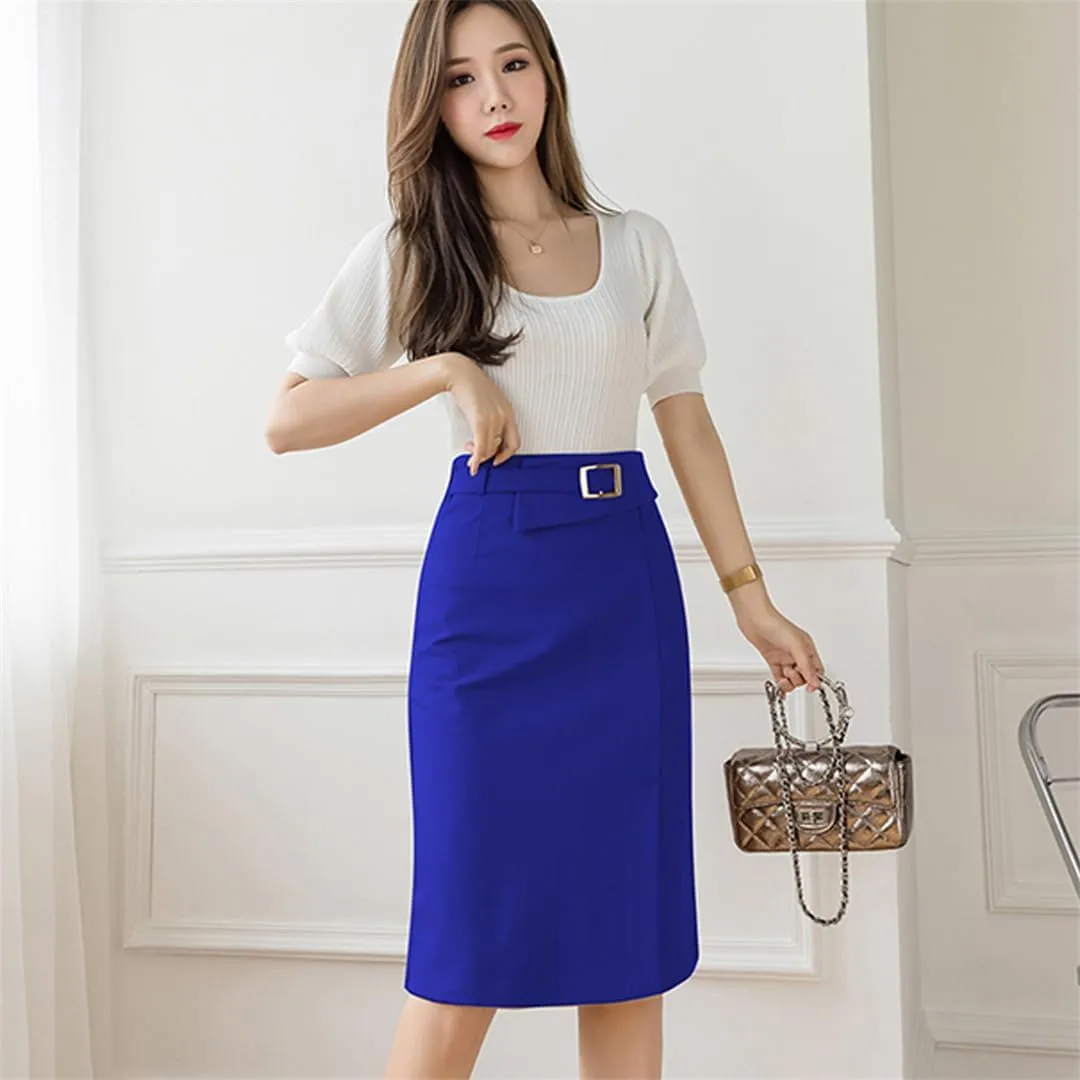 Women High Waist Pencil Skirts Elegant Office Lady OL Style Formal Skirts Vintage Stretch Wrap Hip Midi Skirts