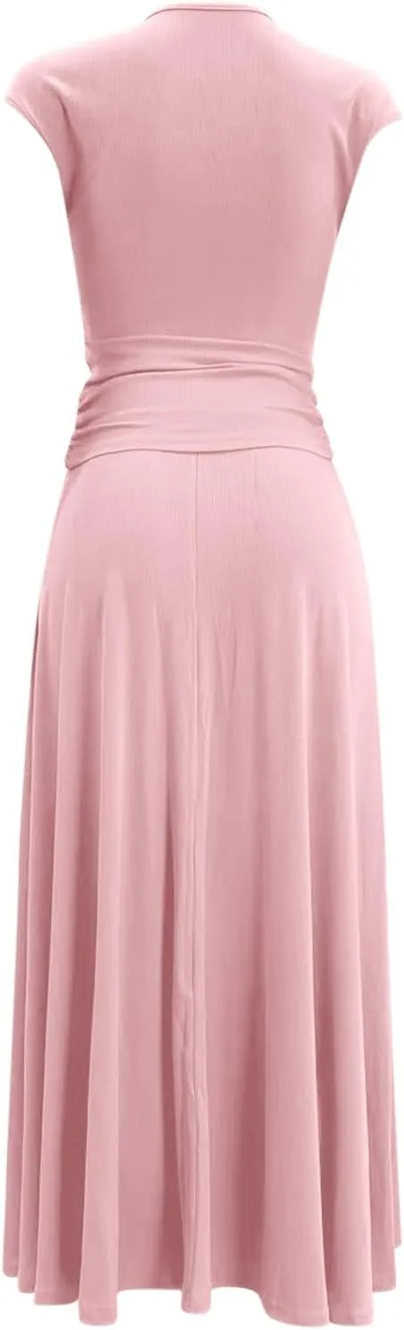 Women's 2 Piece Summer Outfits Dressy Casual Knit Short Sleeve Crop Top High Waist Midi Skirt Set Plus Sequin